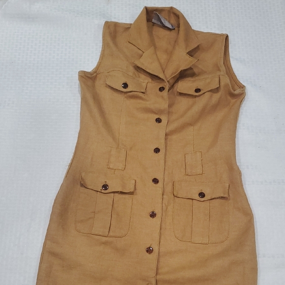 Vtg H.L. Spencer Tan Maxi Dress - Picture 14 of 17